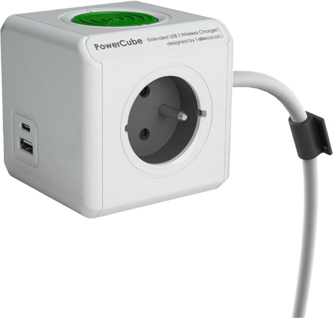påske behandle Tilskud Zásuvka prodluž. PowerCube EXTENDED USB WirelessCharger A+C, White 2x USB,  kabel 1,5m