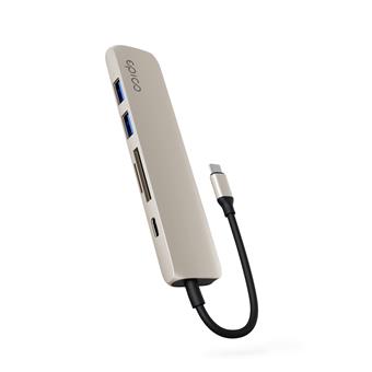 Epico 6v1 hliníkový USB-C 8K hub - biela