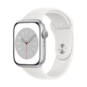 Apple Watch S8/45mm/Silver/Sport Band/White