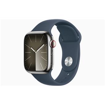Apple Watch S9 Cell/41mm/Silver/Sport Band/Storm Blue/-M/L