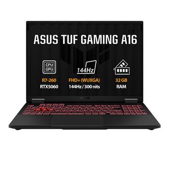 ASUS TUF Gaming A16/FA608UMI-TU193Z/R7-260/16"/WUXGA/32GB/1TB/RTX 5060/bez OS/Gray/2R