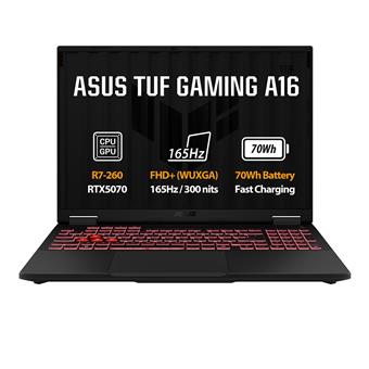ASUS TUF Gaming A16/FA608UP-RV048Z/R7-260/16"/WUXGA/16GB/512GB/RTX 5070/bez OS/Gray/2R