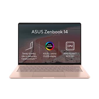 ASUS Zenbook 14/UX3480KA-OLED021W/AI5-330/14"/WUXGA/24GB/512GB/AMD int/W11H/Pink/2R
