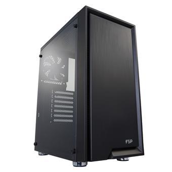 FSP/Fortron ATX Midi Tower CMT140 Black, průhledná bočnice
