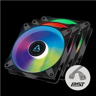 ARCTIC P12 PWM PST A-RGB 0dB – 120mm Pressure optimized case fan | PWM controlled speed with PST Bla