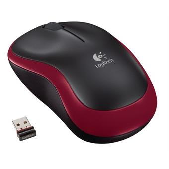 Logitech M185 nano/Kancelářská/Optická/Bezdrátová USB/Červená