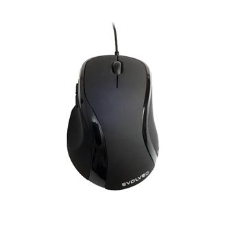 EVOLVEO ML-507B/Ergonomická/Laserová/Pro praváky/1 600 DPI/Drátová USB/Černá