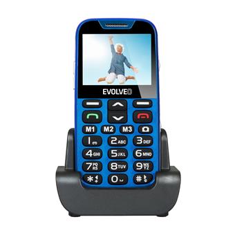 EVOLVEO EasyPhone XD, mobilní telefon pro seniory s nabíjecím stojánkem (modrá barva)