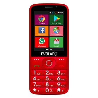 EVOLVEO EasyPhone AD, chytrý mobilní telefon pro seniory s nabíjecím stojánkem (červená barva)