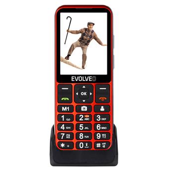 EVOLVEO EasyPhone LT, mobilný telefón pre seniorov s nabíjacím stojanom (červená farba)