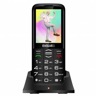 EVOLVEO EasyPhone FS, vyklápěcí mobilní telefon 2.8" pro seniory s nabíjecím stojánkem (černá barva)