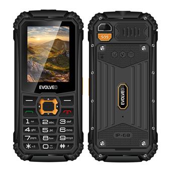 EVOLVEO StrongPhone Q1, vodotesný odolný Dual SIM telefón, čierno-oranžový
