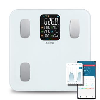 Salente MaxFit, chytrá osobní diagnostická fitness váha, Bluetooth, bílá