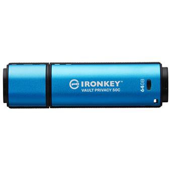 Kingston Ironkey Vault Privacy 50C/64GB/USB 3.2/USB-C/Modrá
