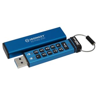 Kingston IronKey Keypad 200/32GB/USB 3.2/USB-A/Modrá
