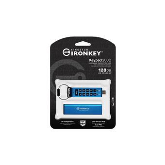 Kingston Ironkey Keypad 200C/128GB/USB 3.0/USB-C/Modrá