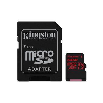 64GB microSDXC Kingston Canvas React  U3 100R/80W V30 A1 + SD adapter