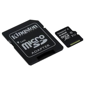 64GB microSDXC Kingston CL10 UHS-I 80R + SD adap.