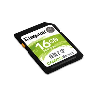 16GB SDHC Kingston Canvas Select CL10 UHS-I 80R