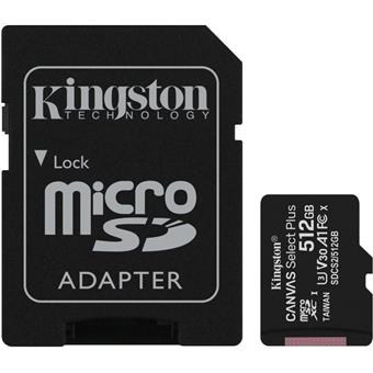 512GB microSDXC Kingston Canvas Select Plus  A1 CL10 100MB/s + adapter