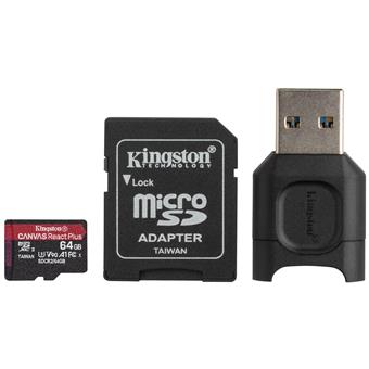 Kingston Canvas React Plus/micro SDXC/64GB/285MBps/Class 10/+ Adaptér