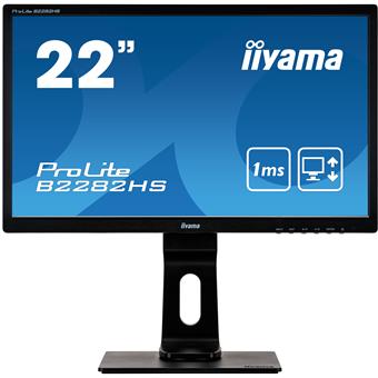 22" iiyama B2282HS-B5: TN, FullHD@75Hz, 250cd/m2, 1ms, VGA, HDMI, DVI, height, pivot, černý