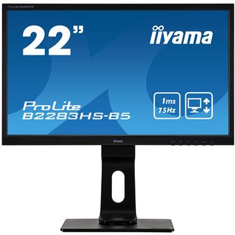 22" iiyama B2283HS-B5: TN, FullHD@75Hz, 250cd/m2, 1ms, VGA, HDMI, DP, height, pivot, černý