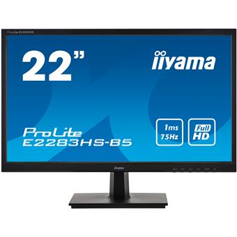22" iiyama E2283HS-B5: TN, FullHD@75Hz, 250cd/m2, 1ms, VGA, HDMI, DP, černý
