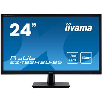 24" iiyama E2483HSU-B5: TN, FullHD, 250cd/m2, 1ms, VGA, DP, HDMI, USB, černý