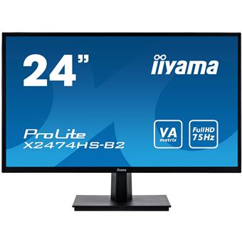 24" iiyama X2474HS-B2: VA, FullHD@75Hz, 250cd/m2, 4ms, VGA, HDMI, DP, černý