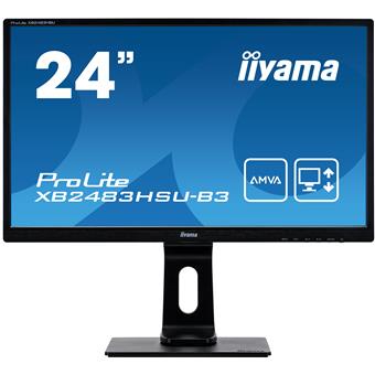 24" iiyama XB2483HSU-B3: AMVA, FullHD@75Hz, 250cd/m2, 4ms, VGA, HDMI, DP, USB, height, pivot, černý