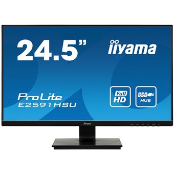 25" iiyama E2591HSU-B1: TN, FullHD@75Hz, 250cd/m2, 1ms, VGA, HDMI, DP, USB, FreeSync, černý