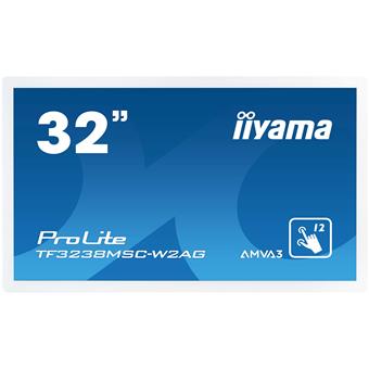 32" iiyama TF3238MSC-W2AG: FullHD, capacitive, 12P, 500cd/m2, VGA, HDMI, DVI, DP, 24/7, bílý