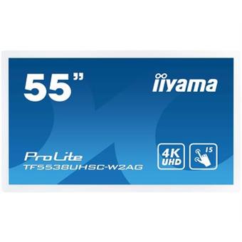 55" iiyama TF5538UHSC-W2AG: IPS, 4K, capacitive, 15P, 500cd/m2, VGA, HDMI, DP, DVI, 24/7, bílý