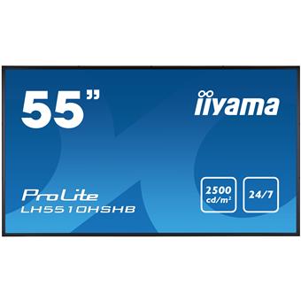 55" iiyama LH5510HSHB-B1: IPS+, FullHD, 2500cd/m2, 24/7, VGA, DVI, HDMI, DP, RS-232c, černý