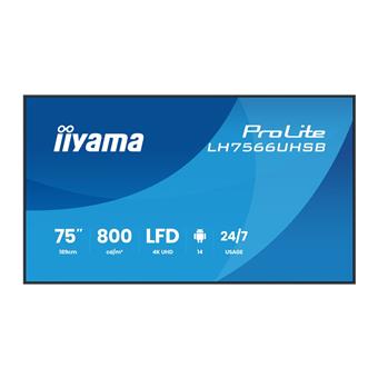 75" iiyama LH7566UHSB-B1AG:VA,4K UHD,IPX5,DP-out