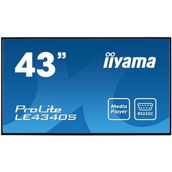 43" LCD iiyama ProLite LE4340S-B1 -FullHD,AMVA, 8ms, 350cd, USB 2.0 media player, RJ45, RS232C,repro