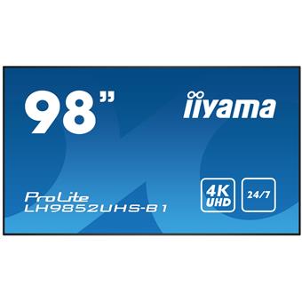 98" iiyama LH9850UHS-B1 - S-IPS,4K UHD,8ms,500cd/m2, 1300:1,16:9,komponent.,HDMI,DP,USB,RS232,repro.