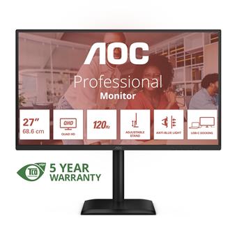 AOC/Q27E4CV/27"/IPS/QHD/120Hz/4ms/Černá/5R
