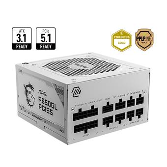 MSI zdroj MAG A850GL PCIE5 WHITE 80PLUS GOLD m
