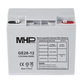 MHPower GE20-12 Gelový akumulátor 12V/20Ah, Terminál T1 - M5, Deep Cycle