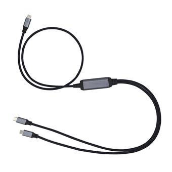 Kabel C-TECH USB Type-C PD 100W power splitter, 0,7m + 2x0,5m, černý