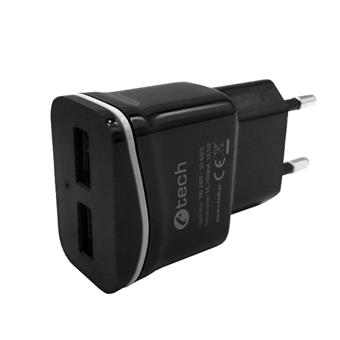 Nabíječka USB C-TECH UC-03, 2x USB, 2,1A, černá