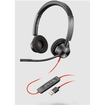Poly Blackwire 3320. USB/Stereo/USB/Drát/MS/Černá