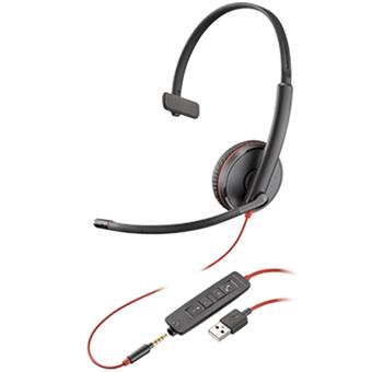 Poly Blackwire C3215/Mono/USB/Drát/Černá-červená