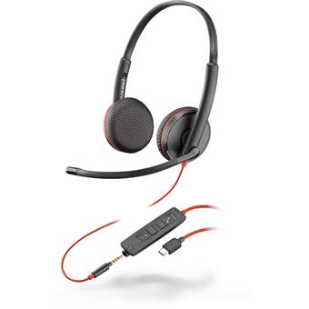 Poly Blackwire C3225/Stereo/USB-C/Drát/Černá-červená