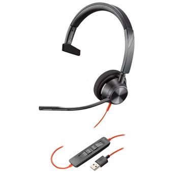 Poly Blackwire 3310/Mono/USB/Drát/Černá-červená