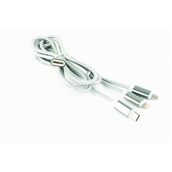 GEMBIRD USB 3-in-1 charging cable, silver, 1 m