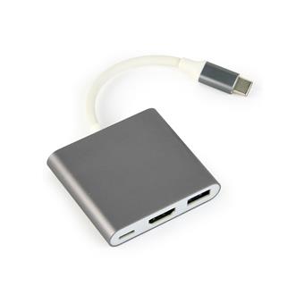 GEMBIRD Multi-adapter USB typu C, šedý