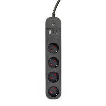 Gembird Chytrá prepäťová ochrana Tuya 4xDE 2xUSB-A 1xUSB-C čierna